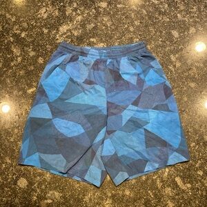 Lululemon Athletic Hiking Short 9” LM7ADKSA Blue Pattern Men's Size Medium